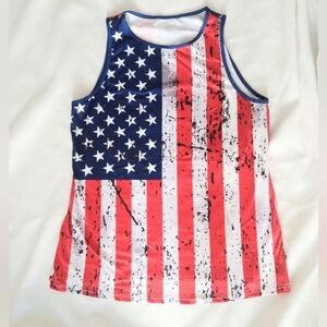 Womens USA America Flag Tank Top NWOT S